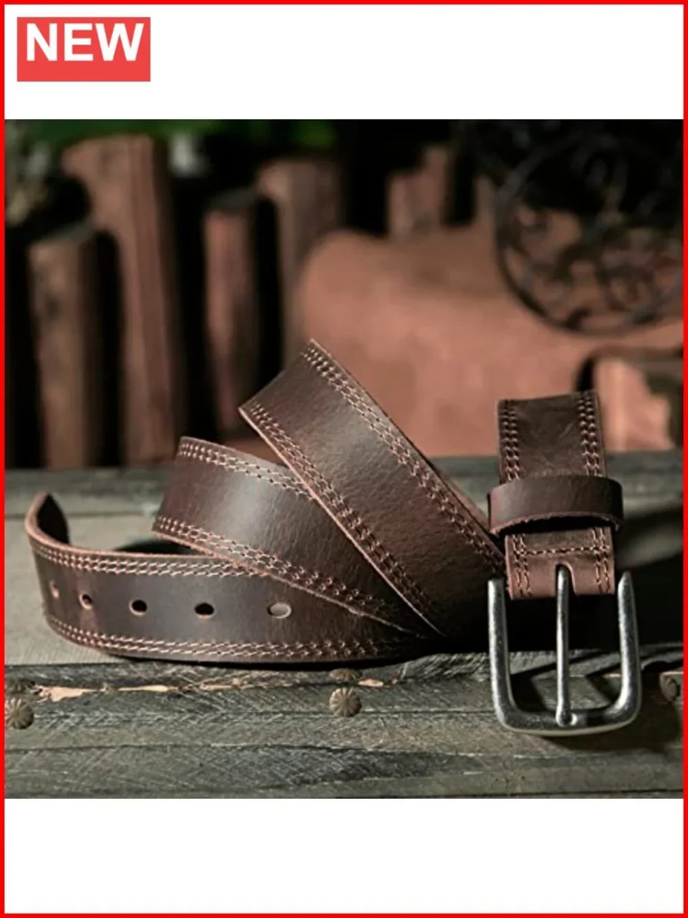 Men's Full Grain Leather Casual Every Day Jean Belt w/ Gift Box